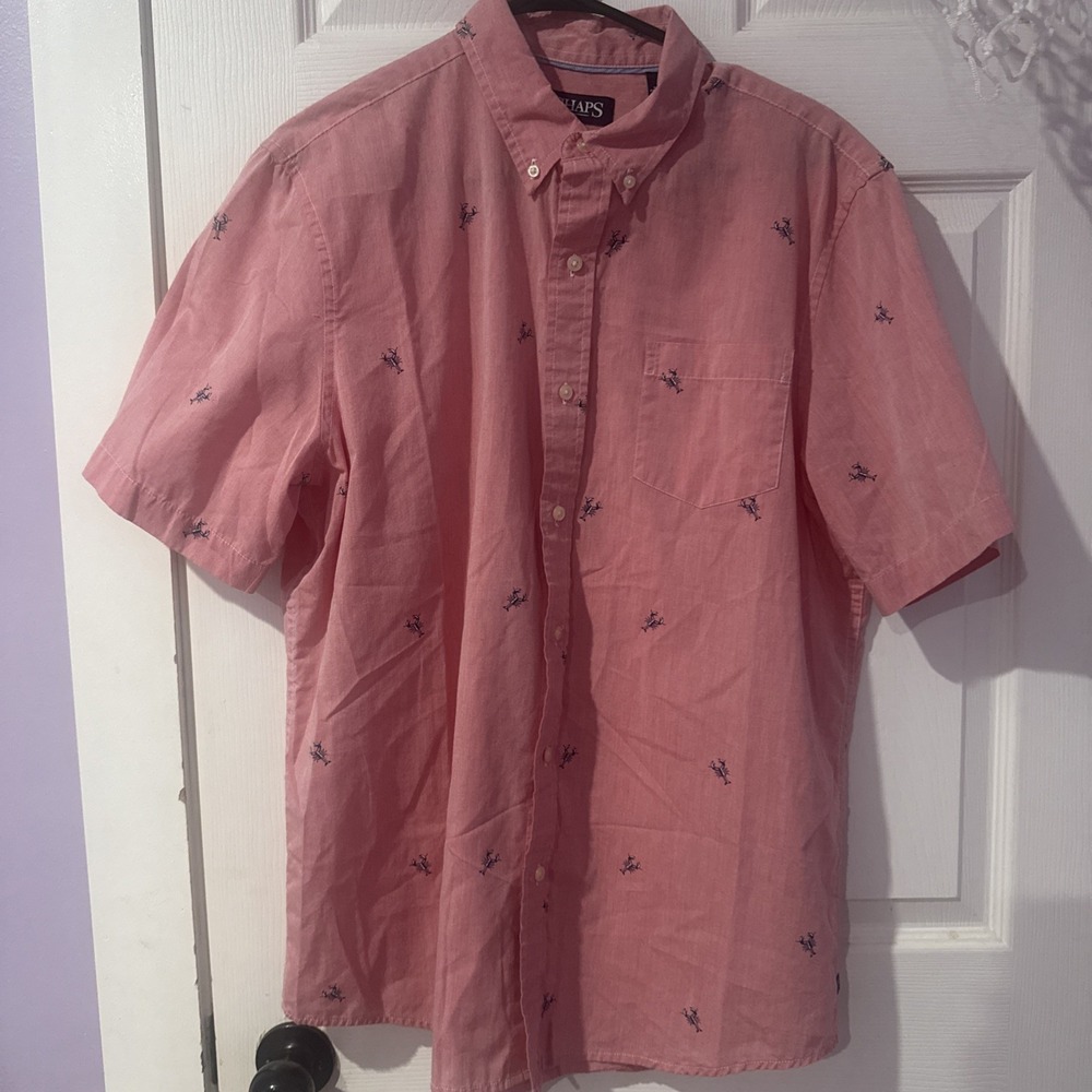 Chaps Easy Care Button Down Nautical Crab sz Lg